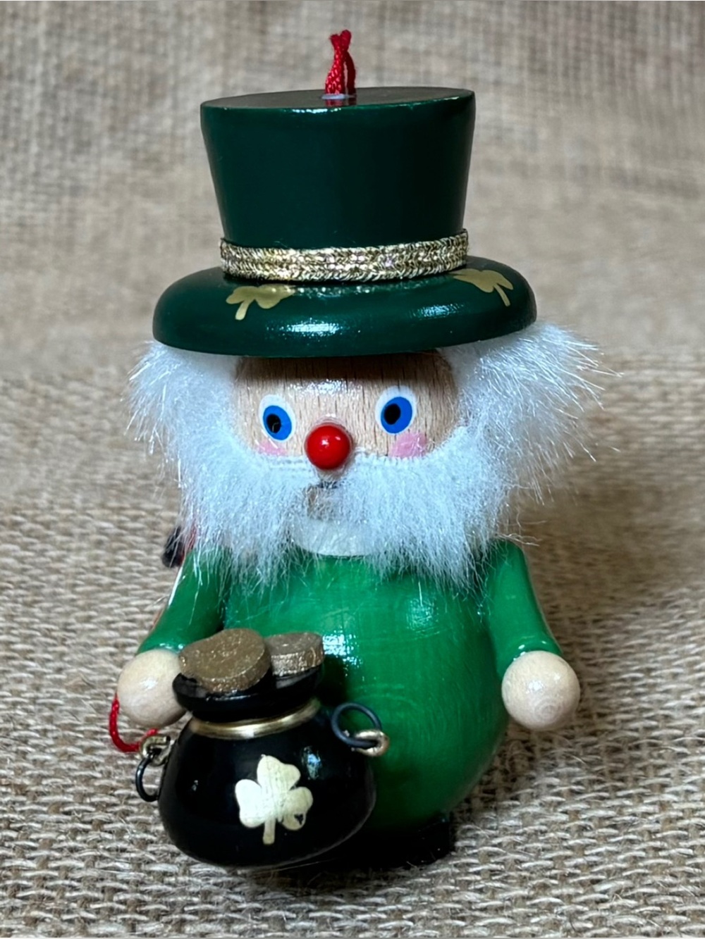 Vintage Steinbach German Wooden Leprechaun Ornament St Patricks Day Christmas